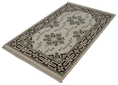 Close-up of wool pile, Brown & Beige rug