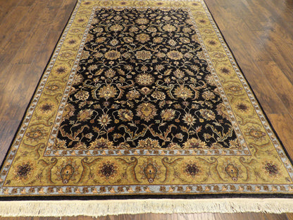 Close-up of wool pile, Black & Gold rug
