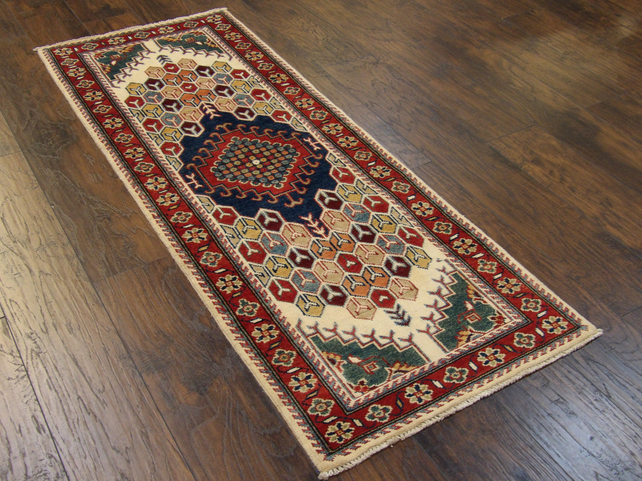 Kazak pattern detail, ivory runner