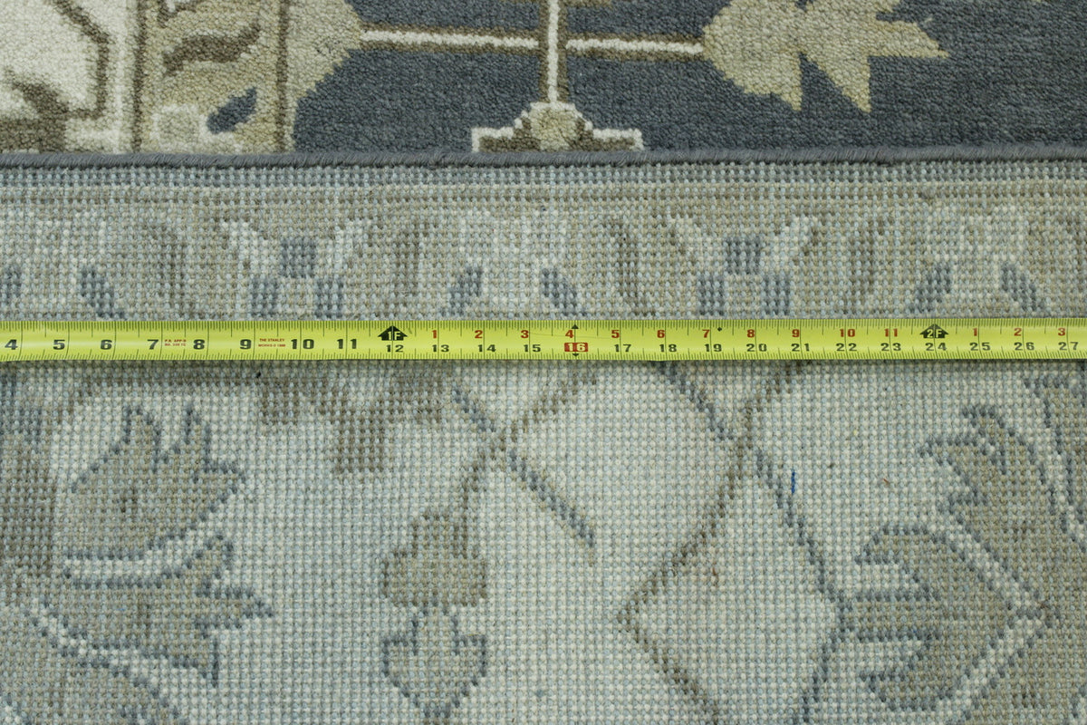 Close-up of wool pile, Blue & Beige rug