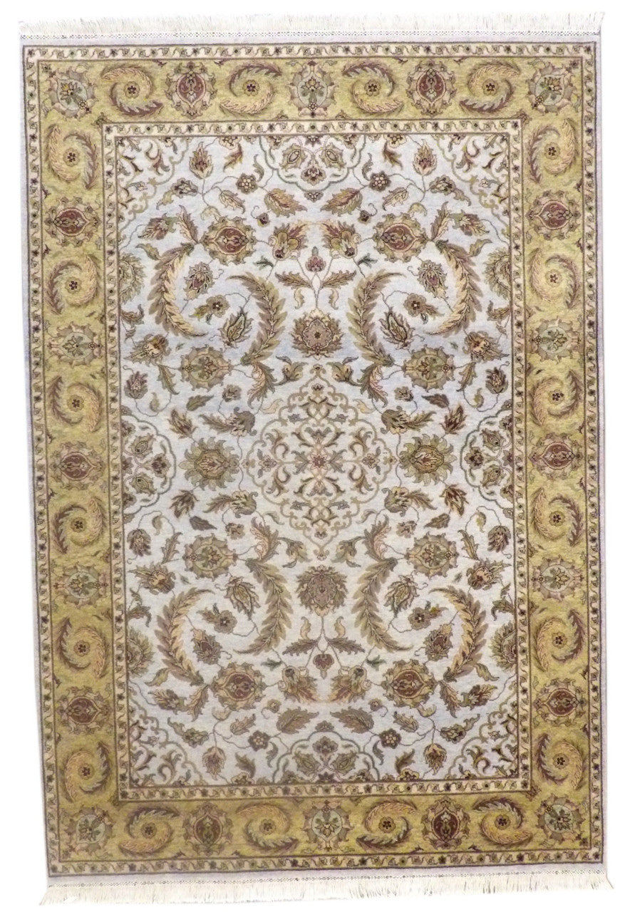 Fine Ziegler Tie Dye hand-knotted wool rug in Blue & Gold, full view