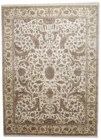 Fine Kashan Tie Dye hand-knotted wool rug in Gold & Beige, full view