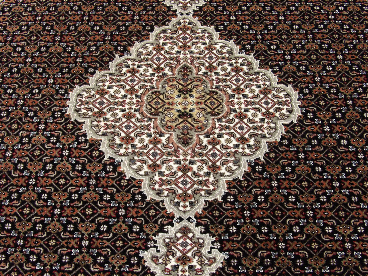 Back of Fine Persian Mahi Tabriz hand-knotted rug