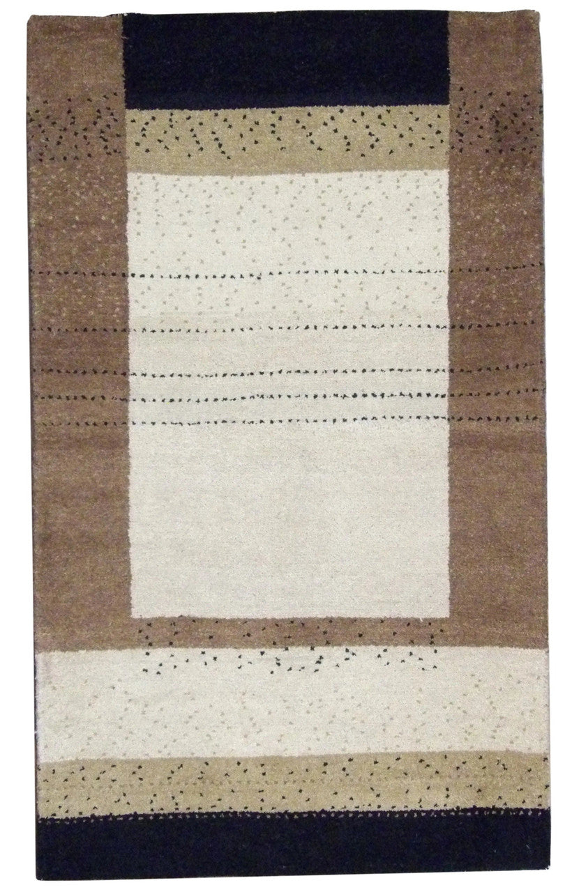 Modern hand-knotted wool rug in Black & Brown, full view