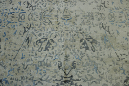 Close-up of wool pile, Blue & Beige rug