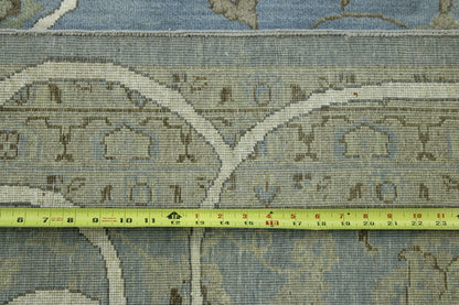 Close-up of wool pile, Blue & Brown rug