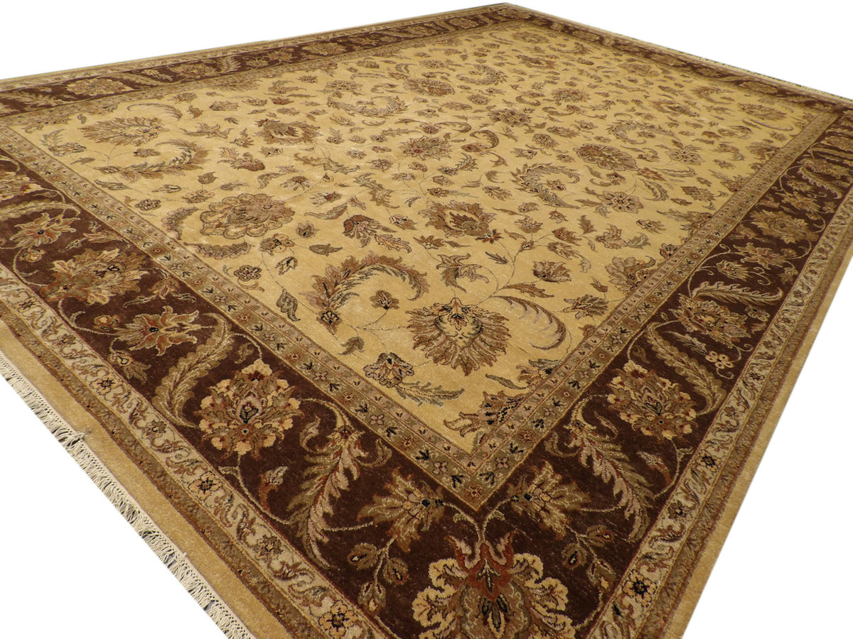 Ziegler pattern detail, brown and gold antique wash rug