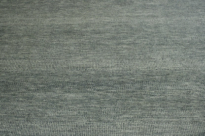 Modern Grass Design hand-knotted wool rug in Blue & Gray, full view