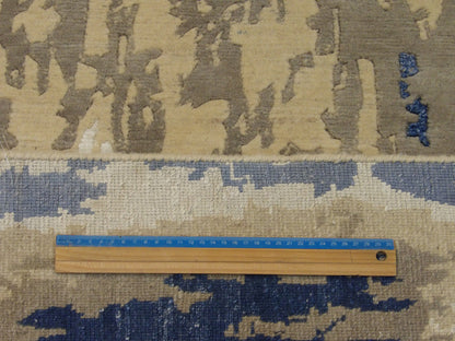 Blue & Beige Modern Abstract Broken Design rug in room setting