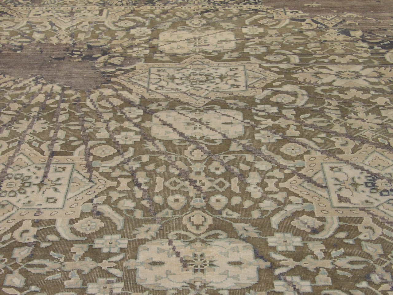 Back of Transitional Oxidized Broken Design hand-knotted rug