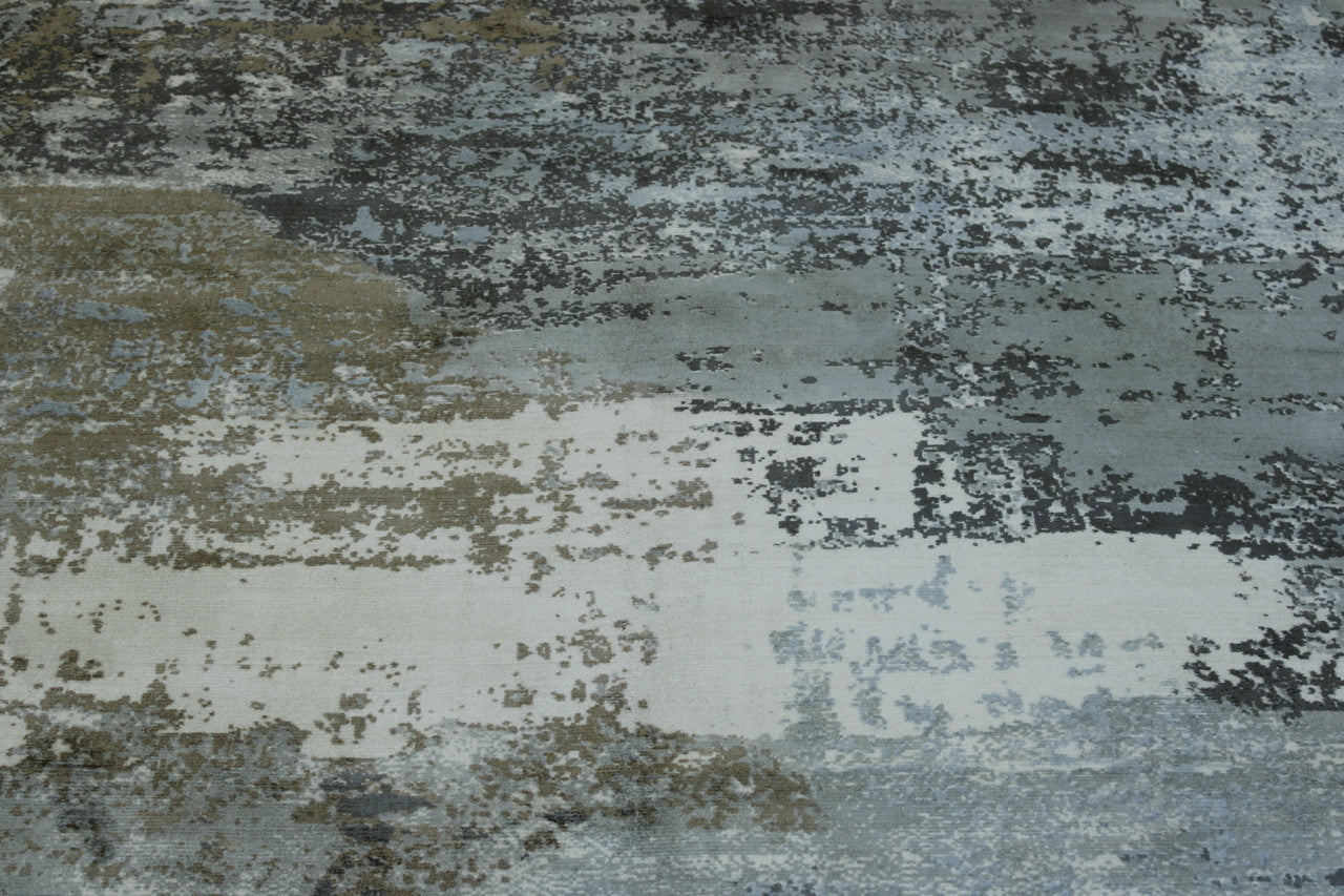 Close-up of silk pile, Multi-Color & White rug