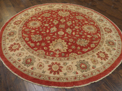 Full view of Oushak Chobi round rug