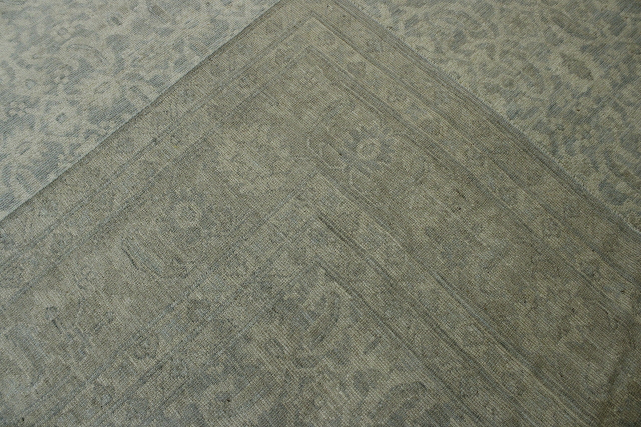Oushak Wash Chobi hand-knotted wool rug in Blue & Gray, full view