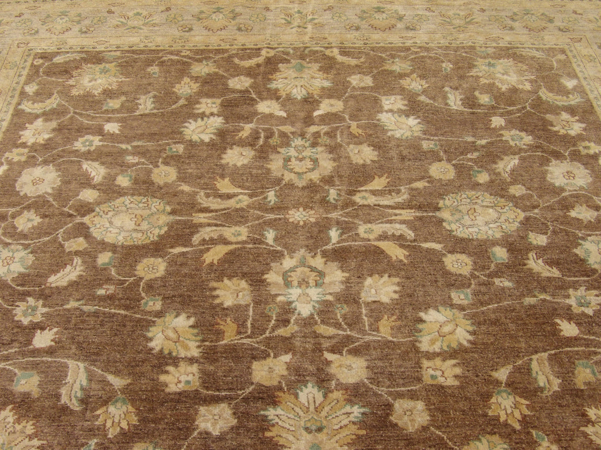 Back of Oushak Chobi Wash hand-knotted rug