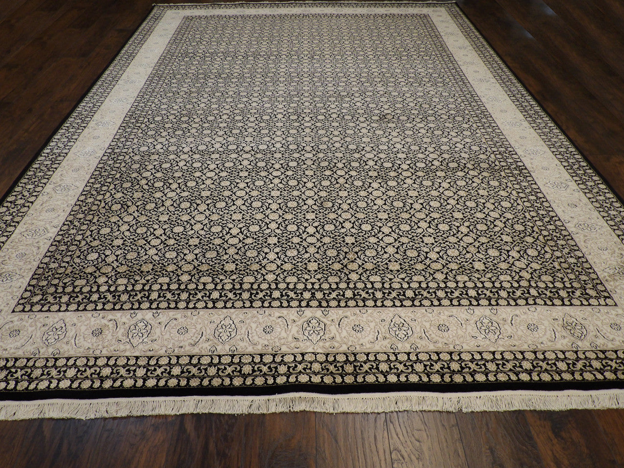 Close-up of fine knot density, Persian Mir rug