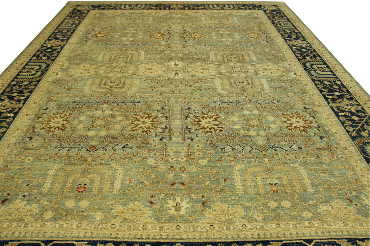 Close-up of wool pile, Blue & Green rug