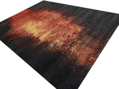 Full view of Modern Abstract Night Fire Design rug