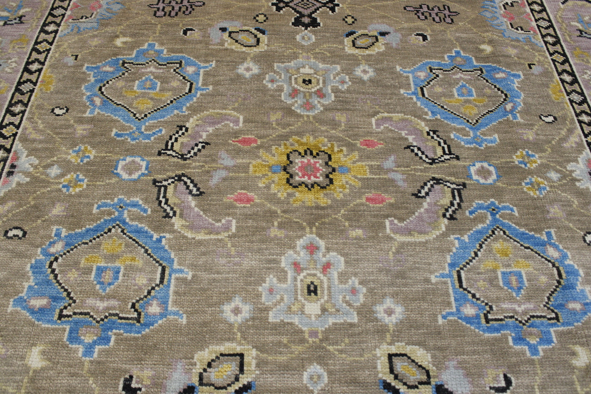 Back of Oushak Colorful Ziegler hand-knotted rug