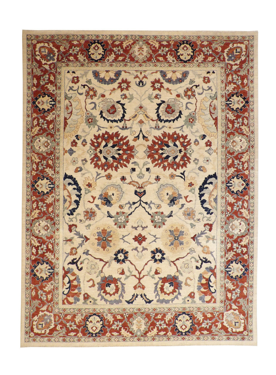 Tribal Fine Sherapi hand-knotted wool rug in Blue & Beige, full view
