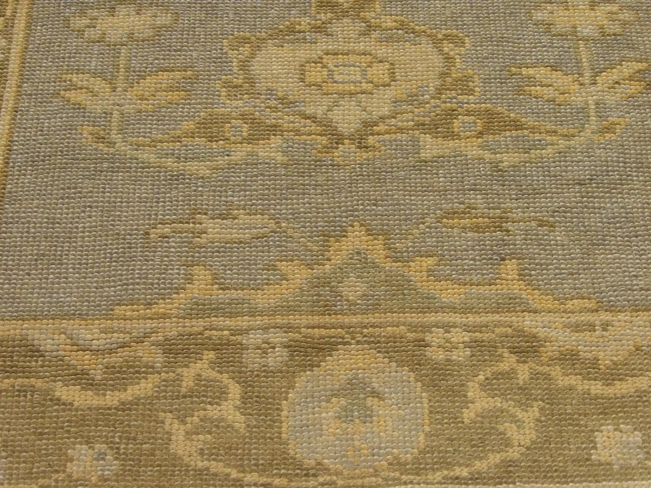 Vintage Oushak rug in a living room setting