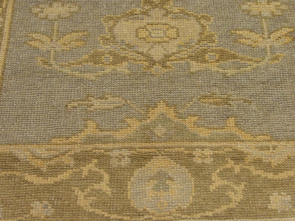 Vintage Oushak rug in a living room setting