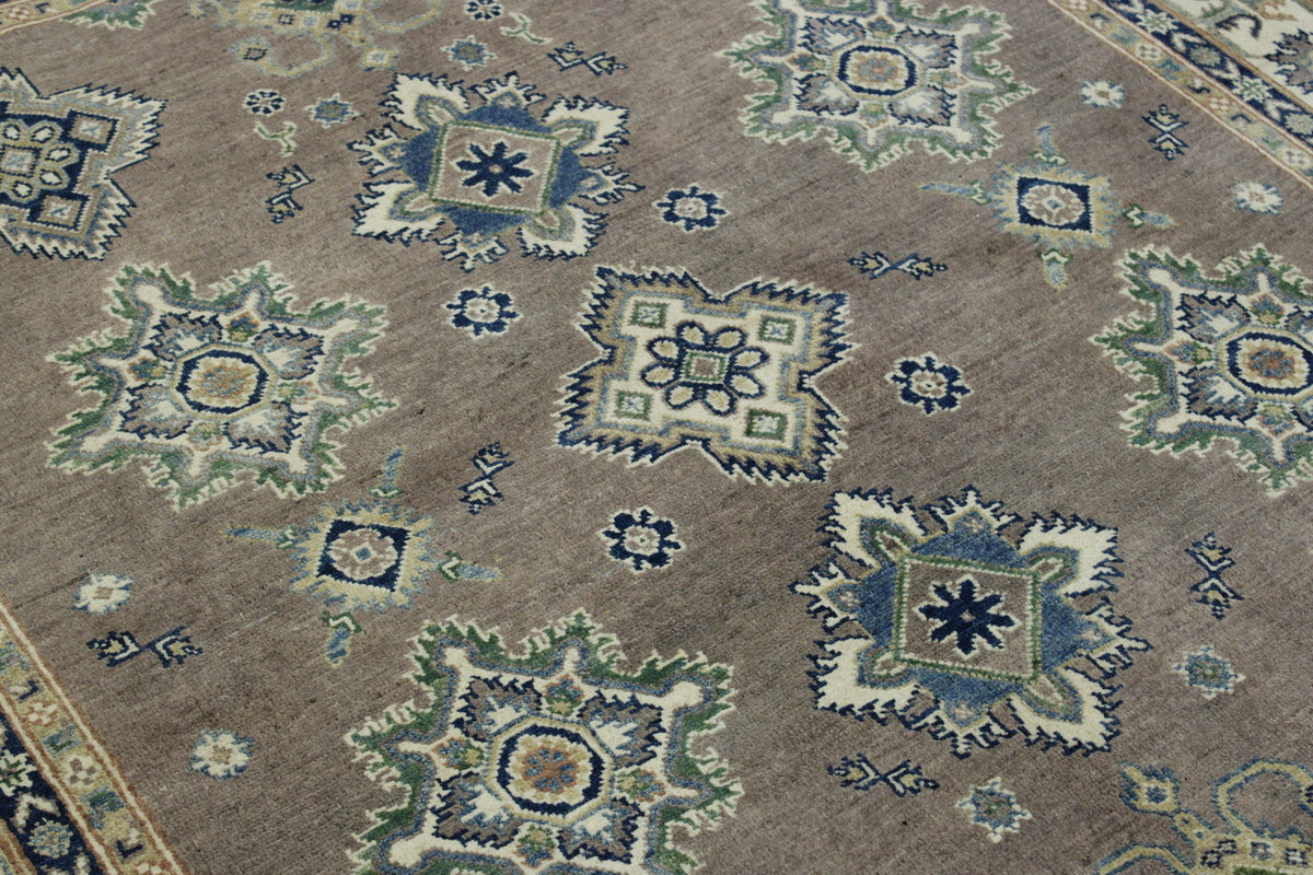 Close-up of wool pile, Brown & Beige rug