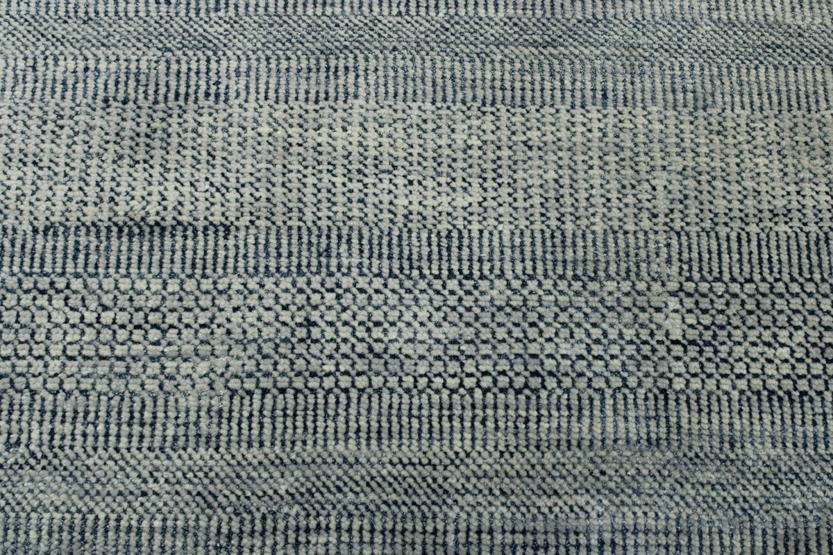 Close-up of wool pile, Blue & Gray rug