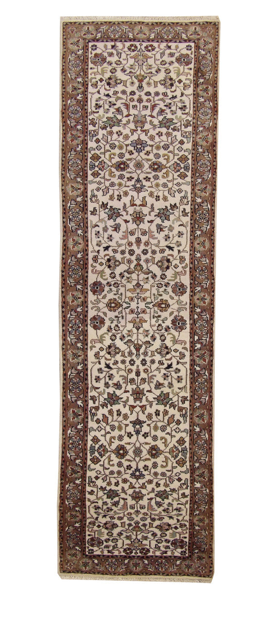 Beige 2'10" x 9'10" Traditional Fine Herati Hand knotted Wool Rug - Sku: w20001