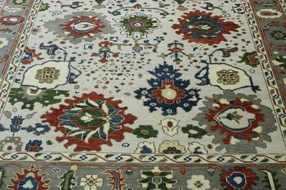 Gray & Beige Oushak Ziegler rug in room setting