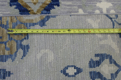 Blue & Gray Tribal Ikat Design rug in room setting