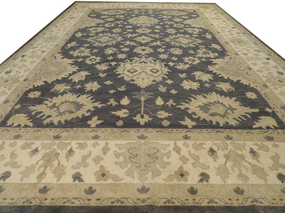 Close-up of wool pile, gray and beige rug