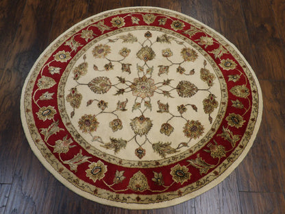 Close-up of wool pile, Beige & Red rug
