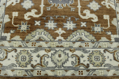 Brown & Beige Oushak Ziegler rug in room setting