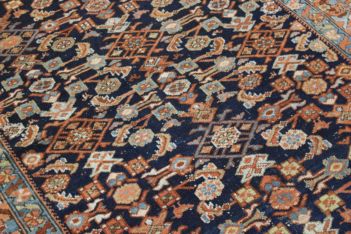 Close-up of wool pile, Blue & Red rug