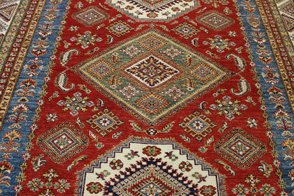 Tribal Super Kazak rug border detail