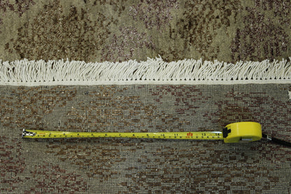 Brown 5'2" x 7'10" Modern Abstract Design Hand knotted Wool/Silk Rug - Sku: w2253