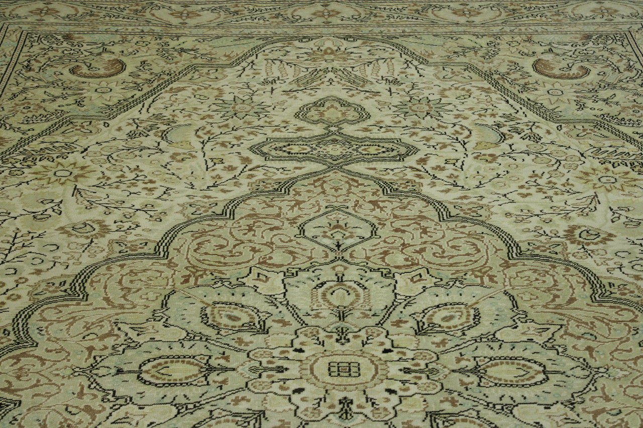 Back of Traditional Vintage Kannysar hand-knotted rug