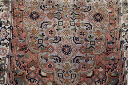 Traditional Indo Tabriz rug border detail