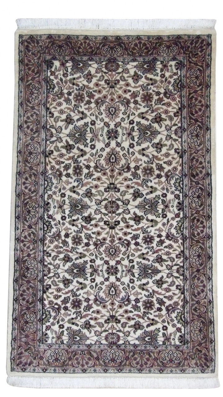 Persian Kashan hand-knotted wool rug in Brown & Beige, full view