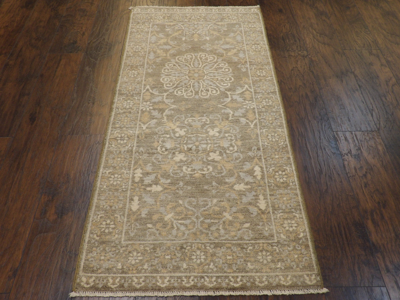 Brown Persian Mamluk rug in room setting