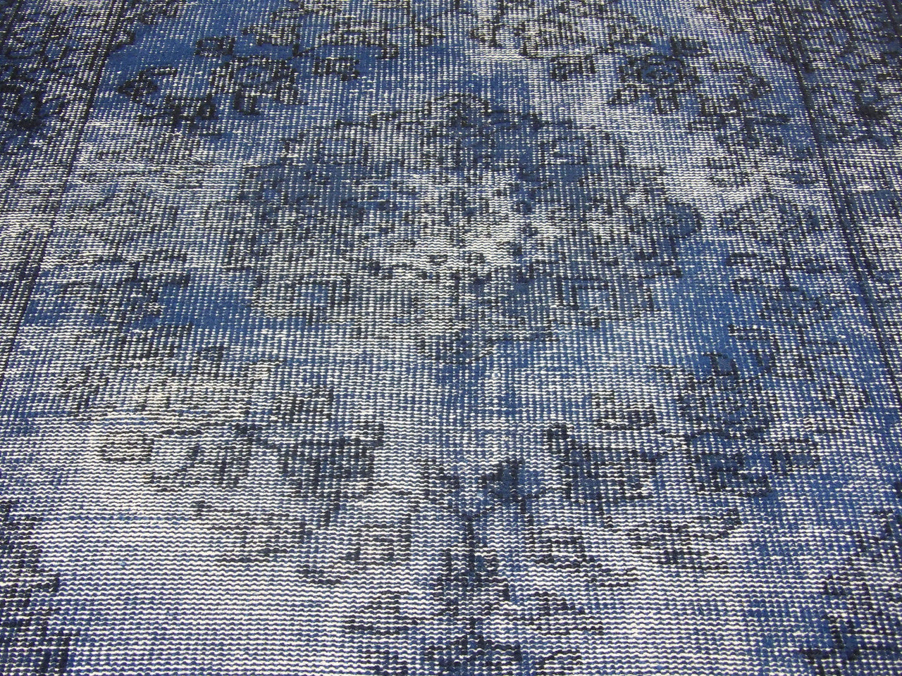 Back of Over Dye Vintage Persian Kerman Design hand-knotted rug