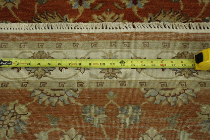 Oushak Agra Chobi hand-knotted wool rug in Beige & Rust, full view