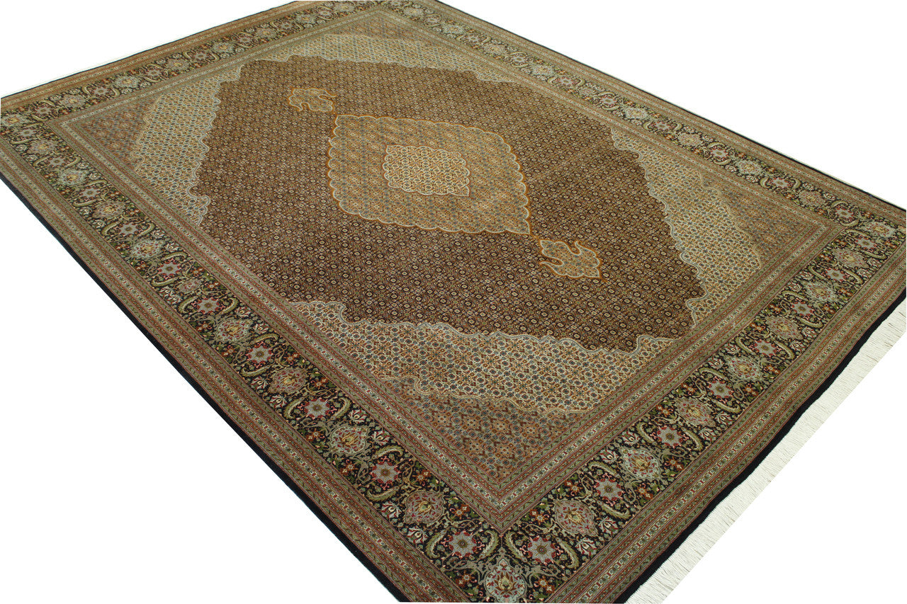 Close-up of wool pile, Black & Brown rug