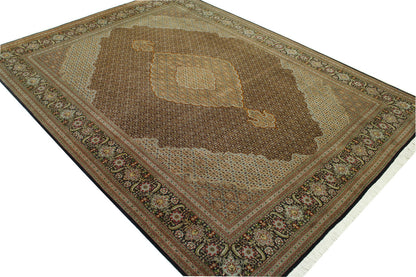 Close-up of wool pile, Black & Brown rug
