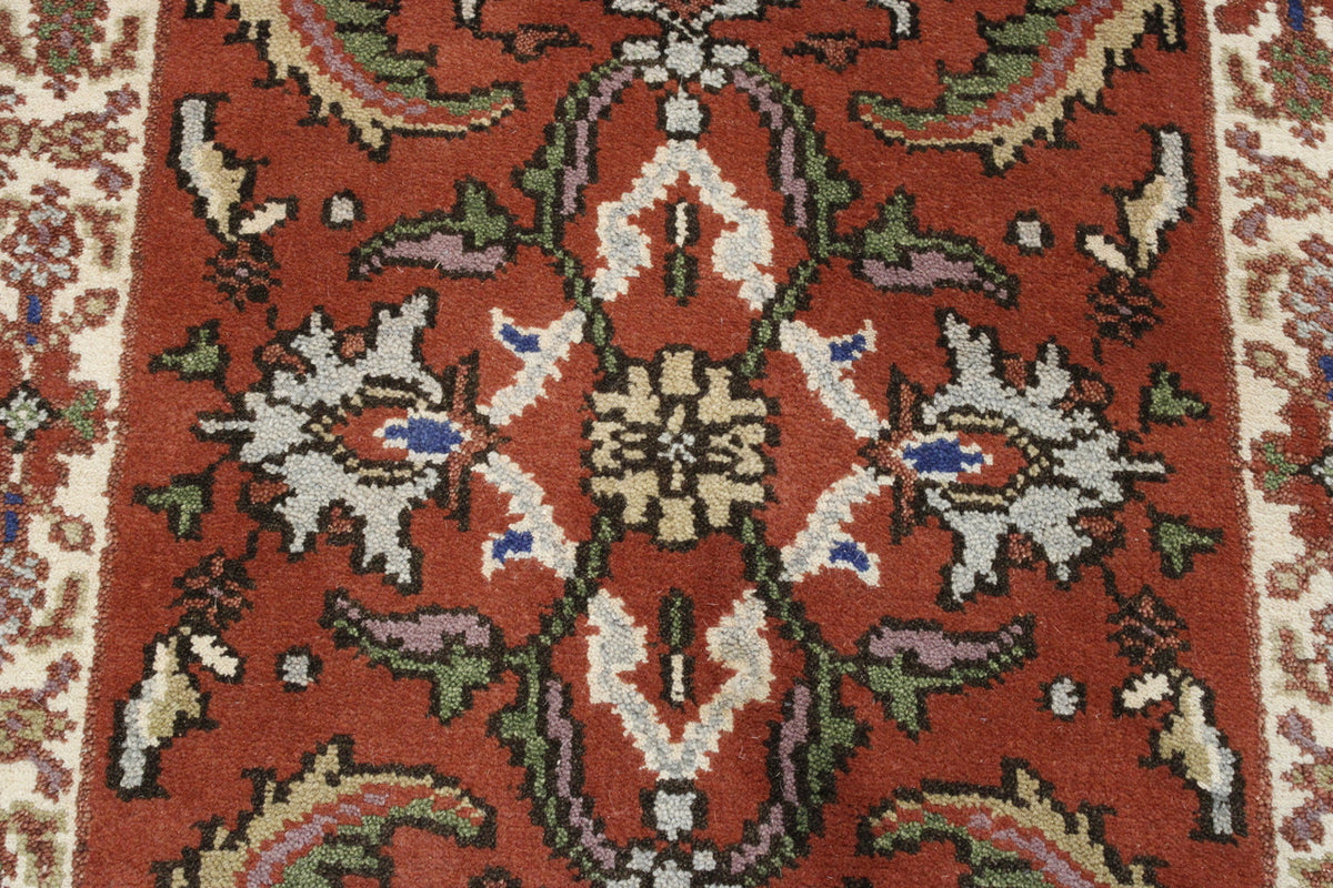 Tribal Heriz rug corner detail