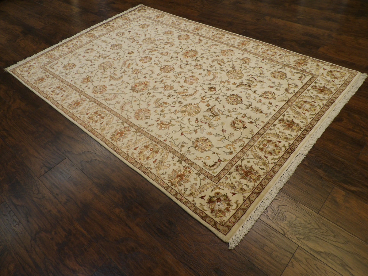 Full view of Persian silky Kashan rug