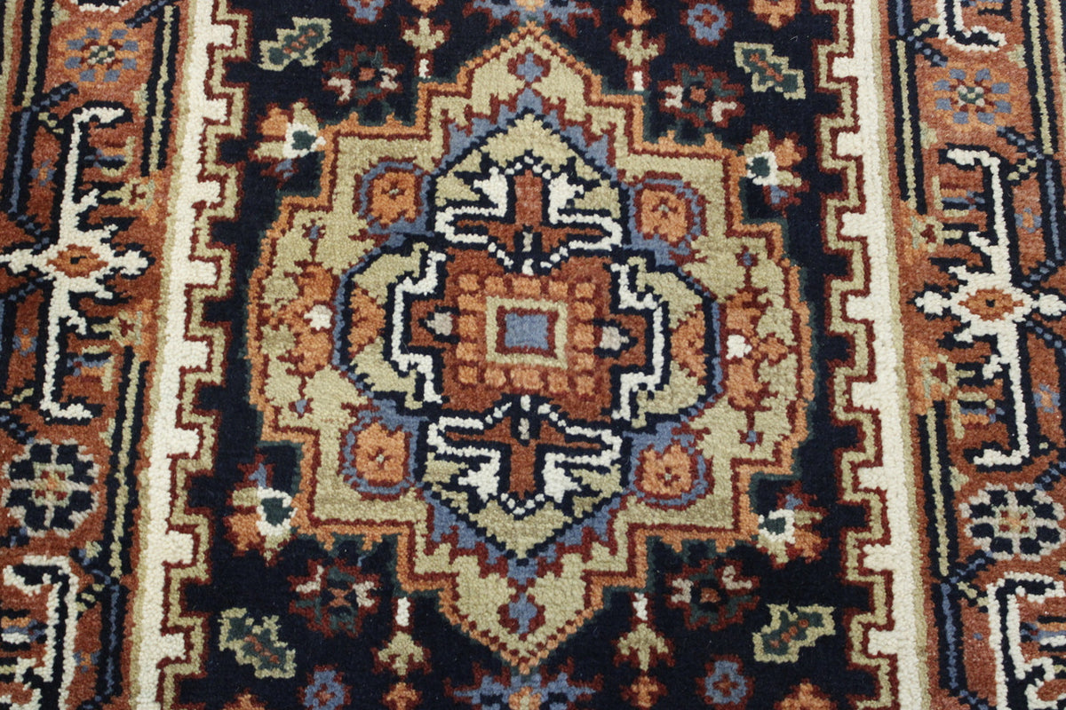 Close-up of wool pile, Blue rug