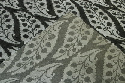 Black & Gray Modern Ikat Design rug in room setting