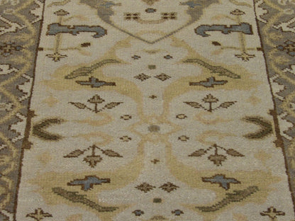 Oushak wool texture close-up, beige and gray