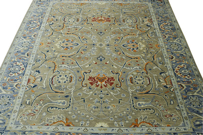 Oushak Colorful Ziegler rug corner detail